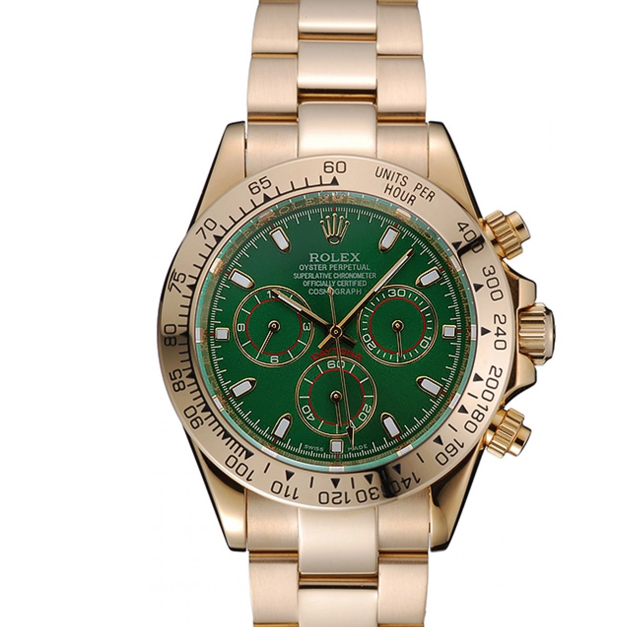 Aaa replica Cosmograph 1454244 Rolex Daytona Case Gold Green Bracelet And Dial 0725